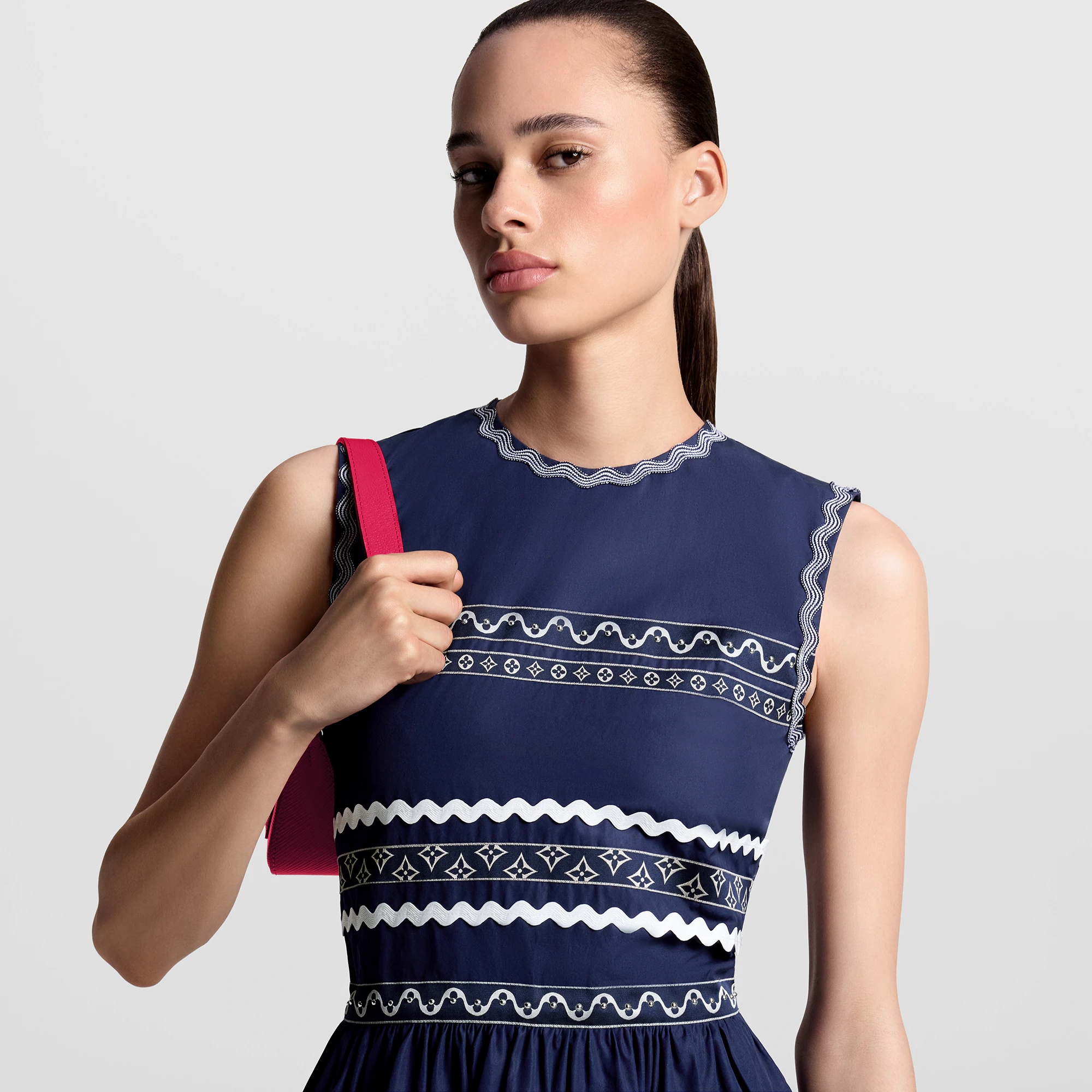 Graphic Trim Tiered Dress - 2