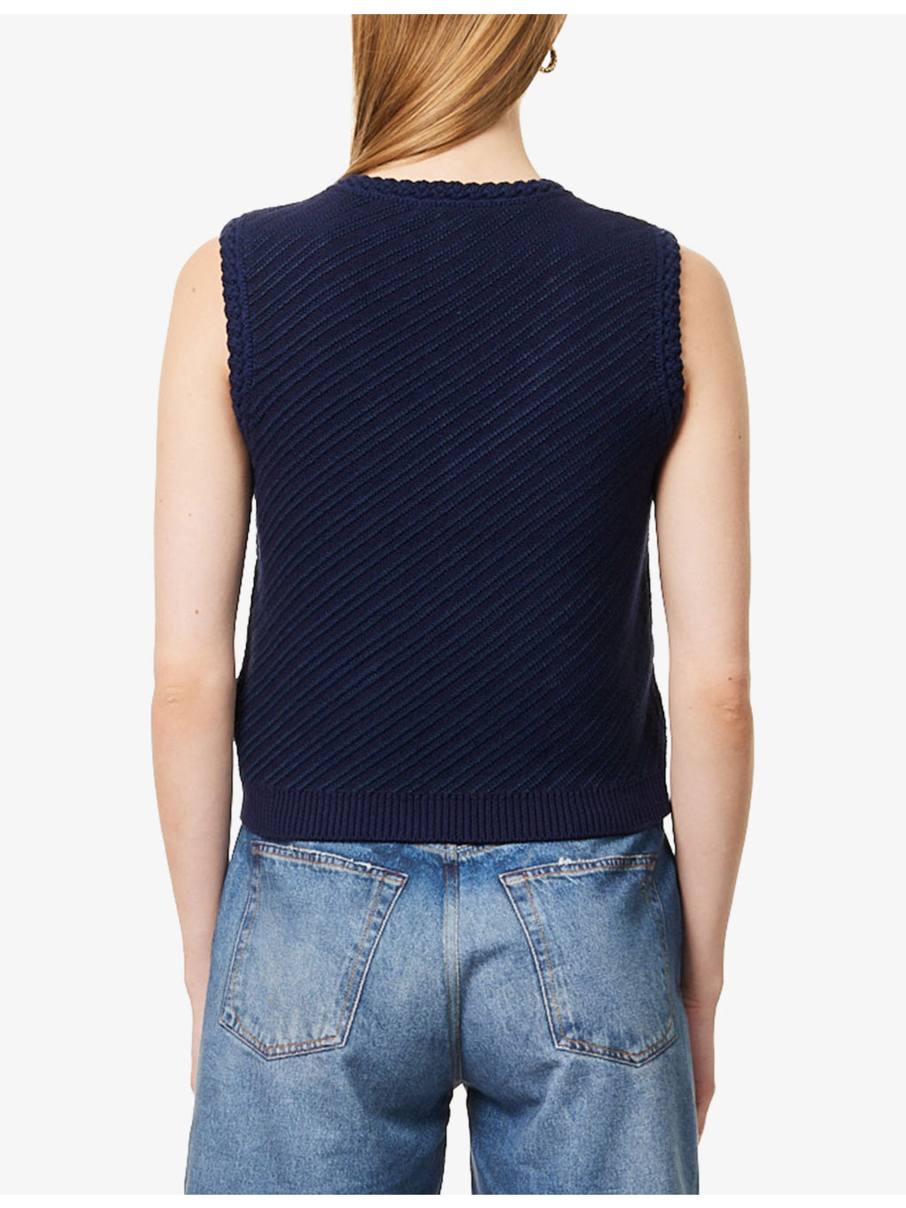 Claire V-Neck Stretch-Cotton Blend Vest - 4