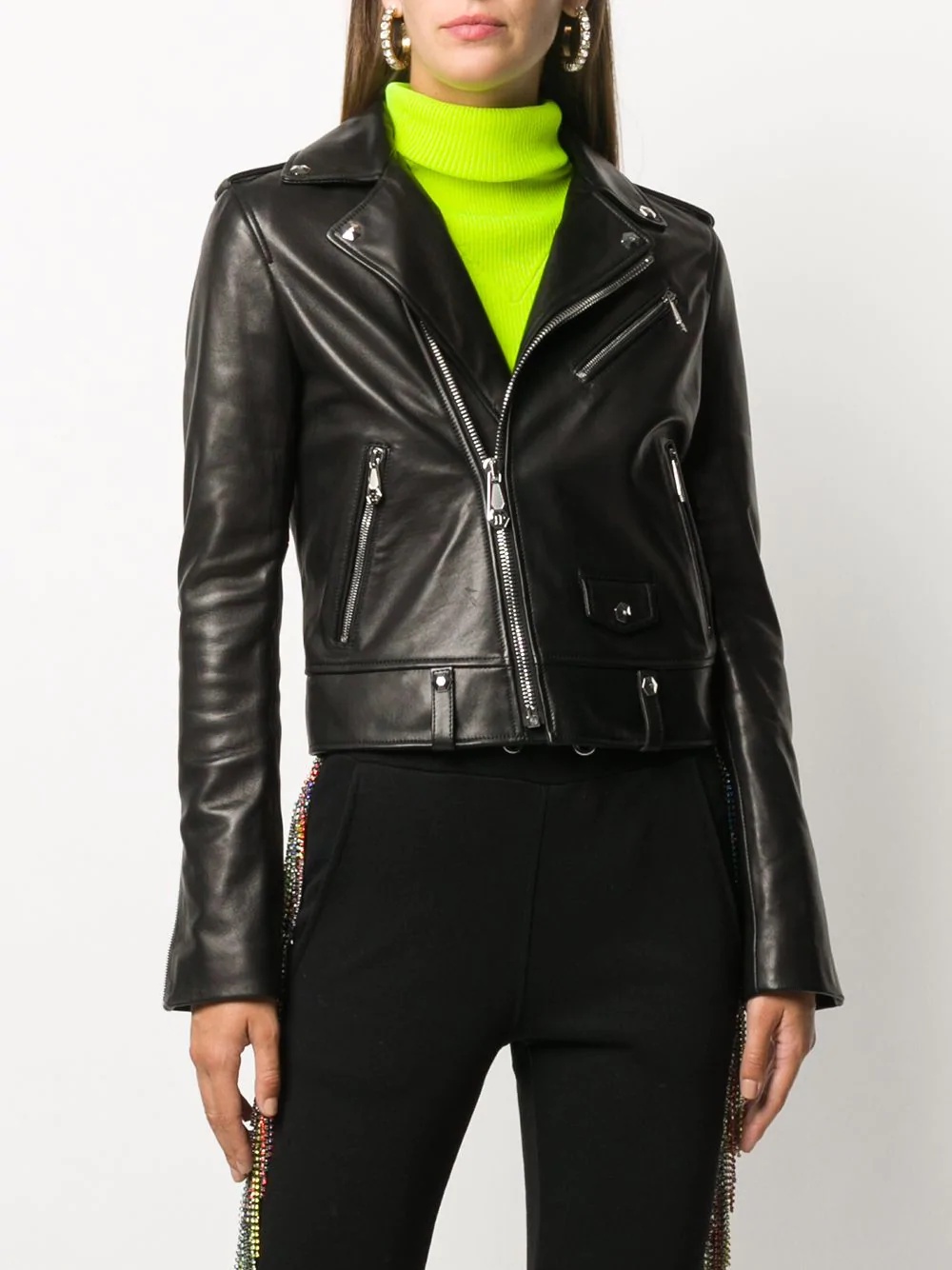 zipped biker jacket - 4