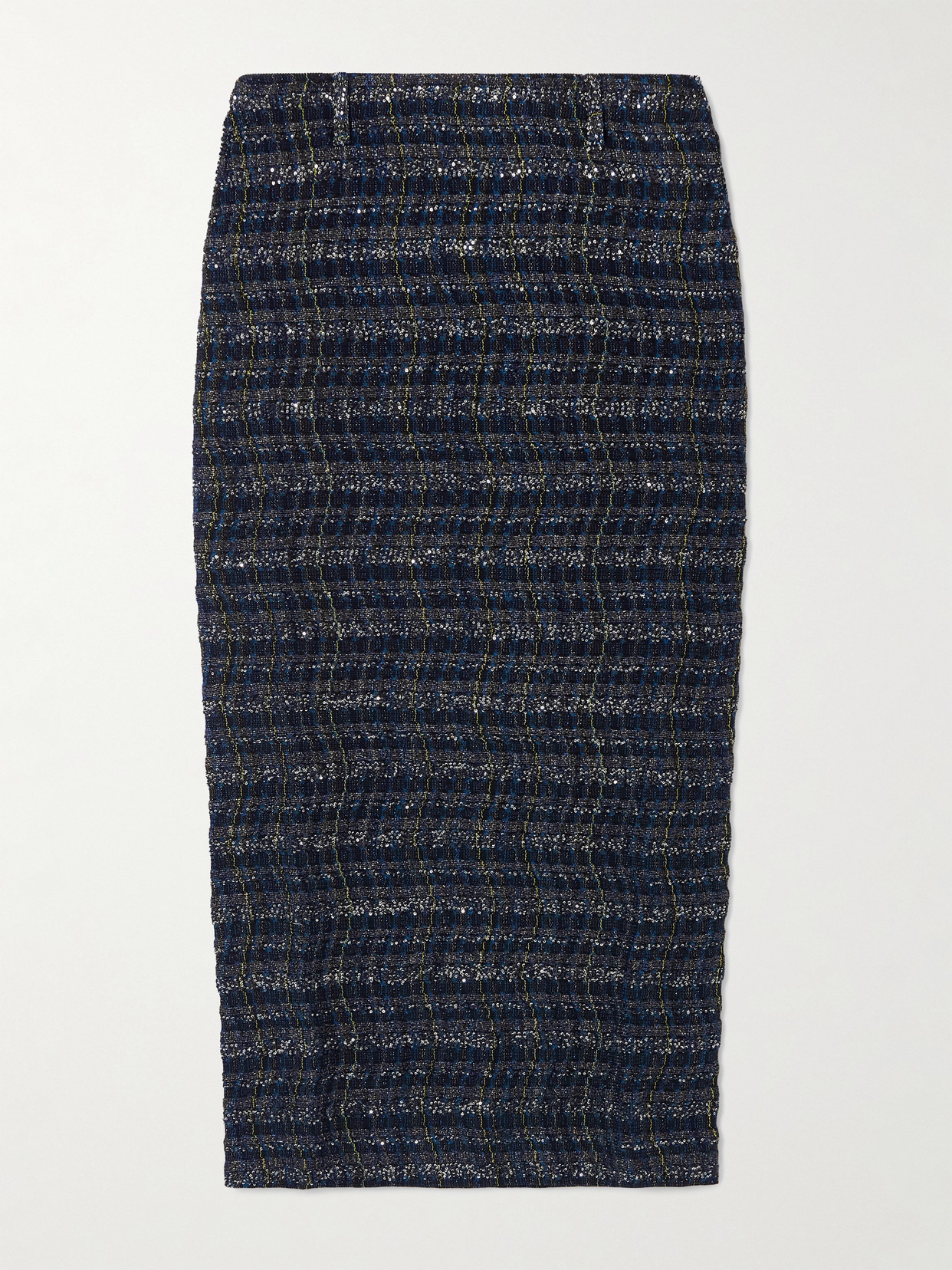 Sequin-embellished Metallic Tweed Midi Skirt - 1
