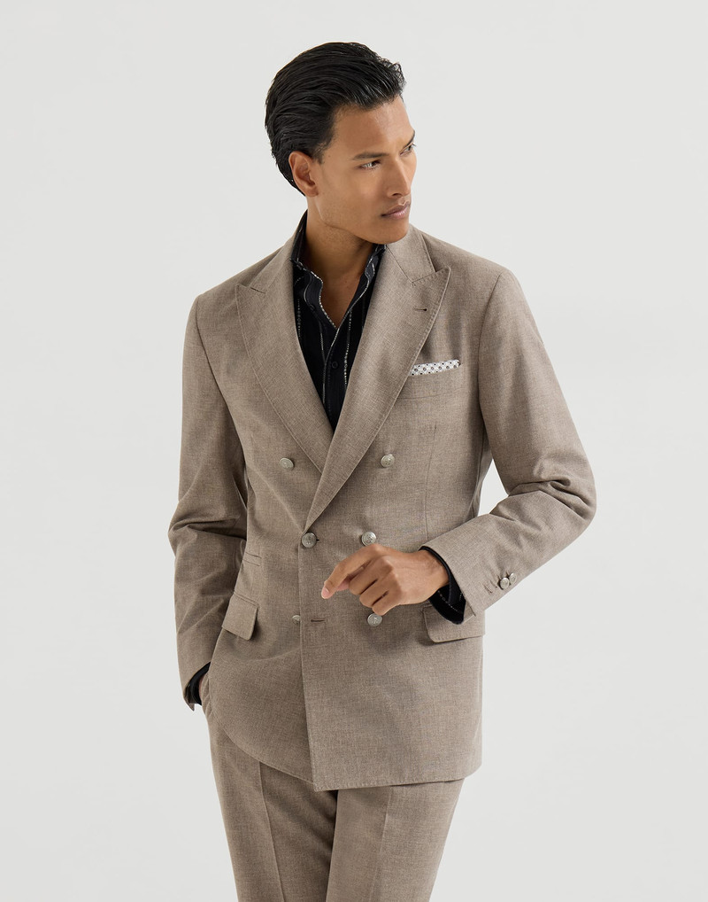 Virgin wool, cotton and silk mouliné one-and-a-half breasted deconstructed blazer with metal buttons 2