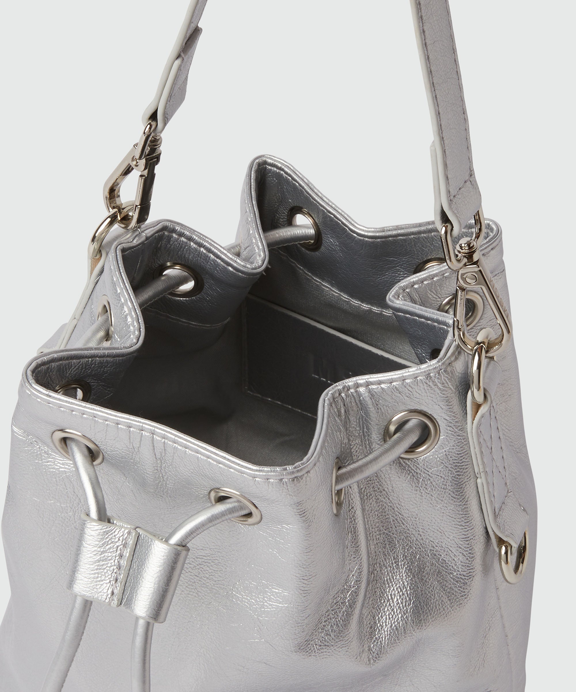 Laminated crackle faux-leather bucket bag - 4