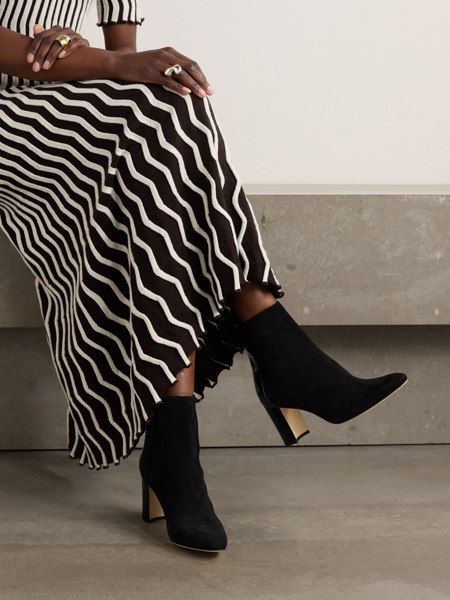 Rosie 70 patent-leather and suede ankle boots Black - 2