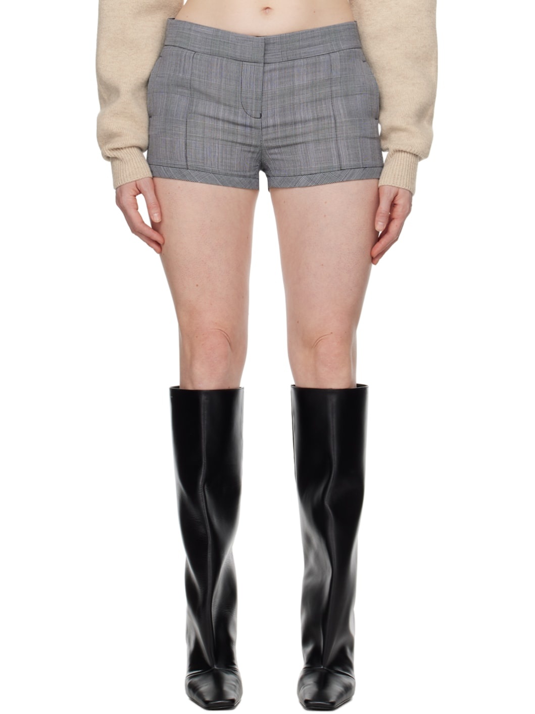 Gray Tailored Shorts - 1