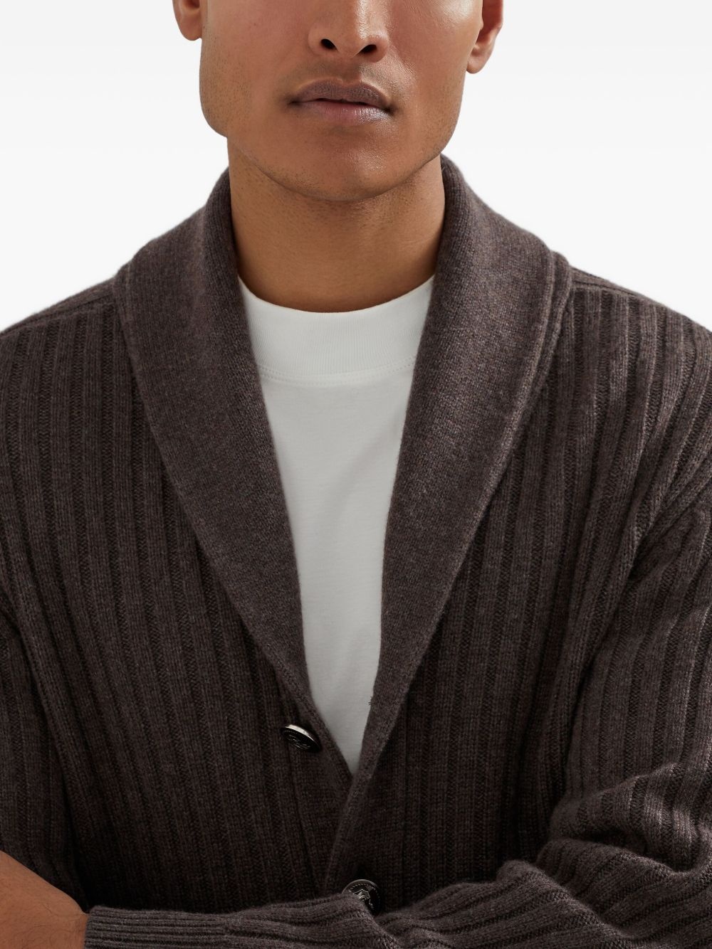 ribbed button-up cardigan - 6