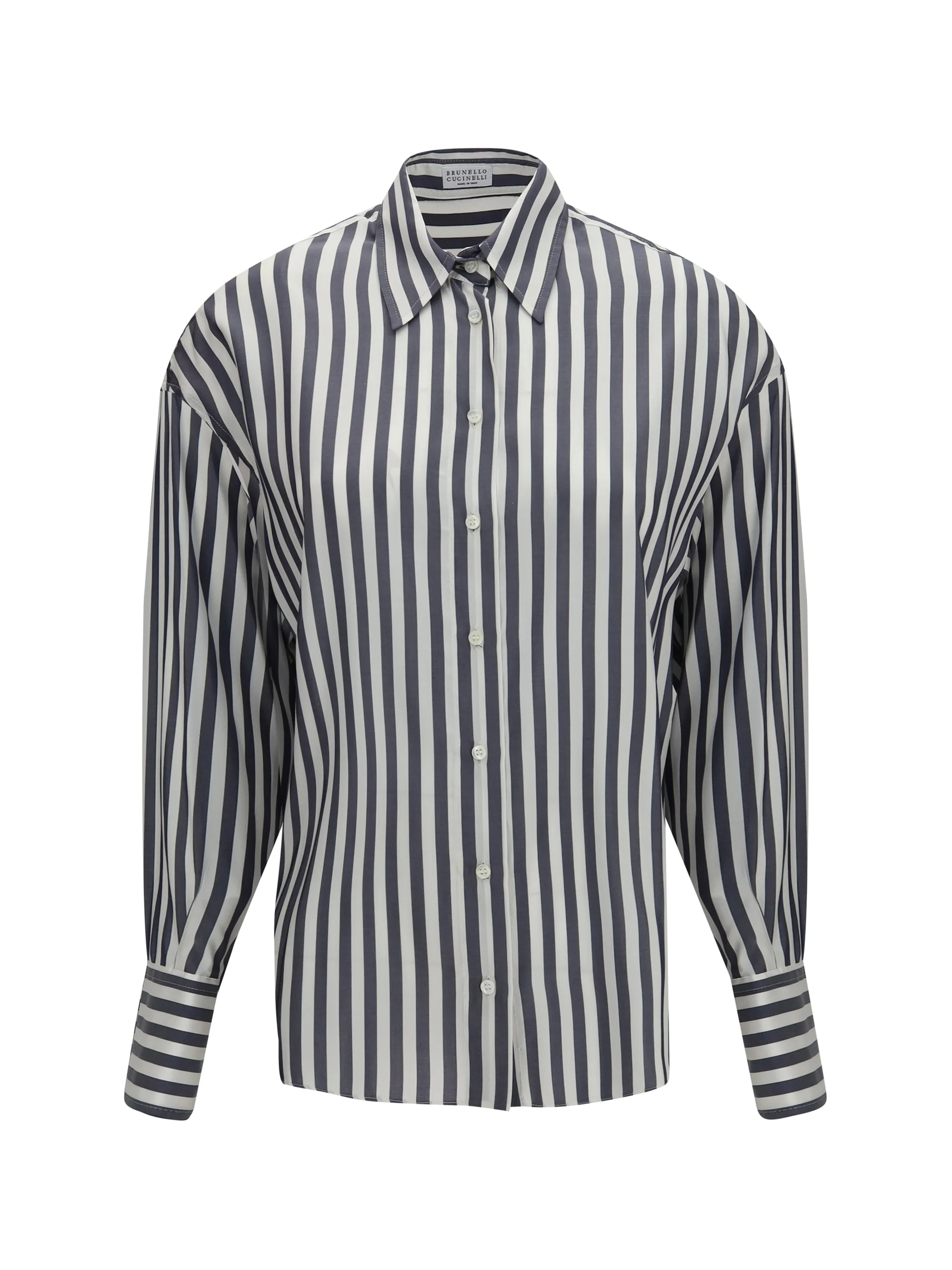 Brunello Cucinelli Women Silk Poplin Striped Shirt - 1