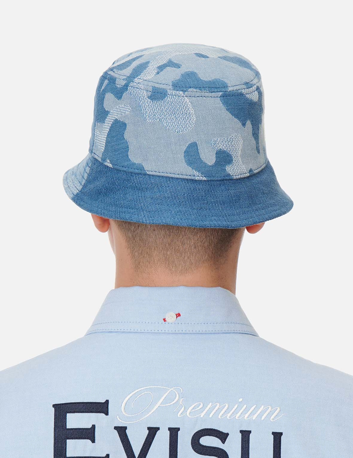 DENIM BLOCKING BUCKET HAT - 4