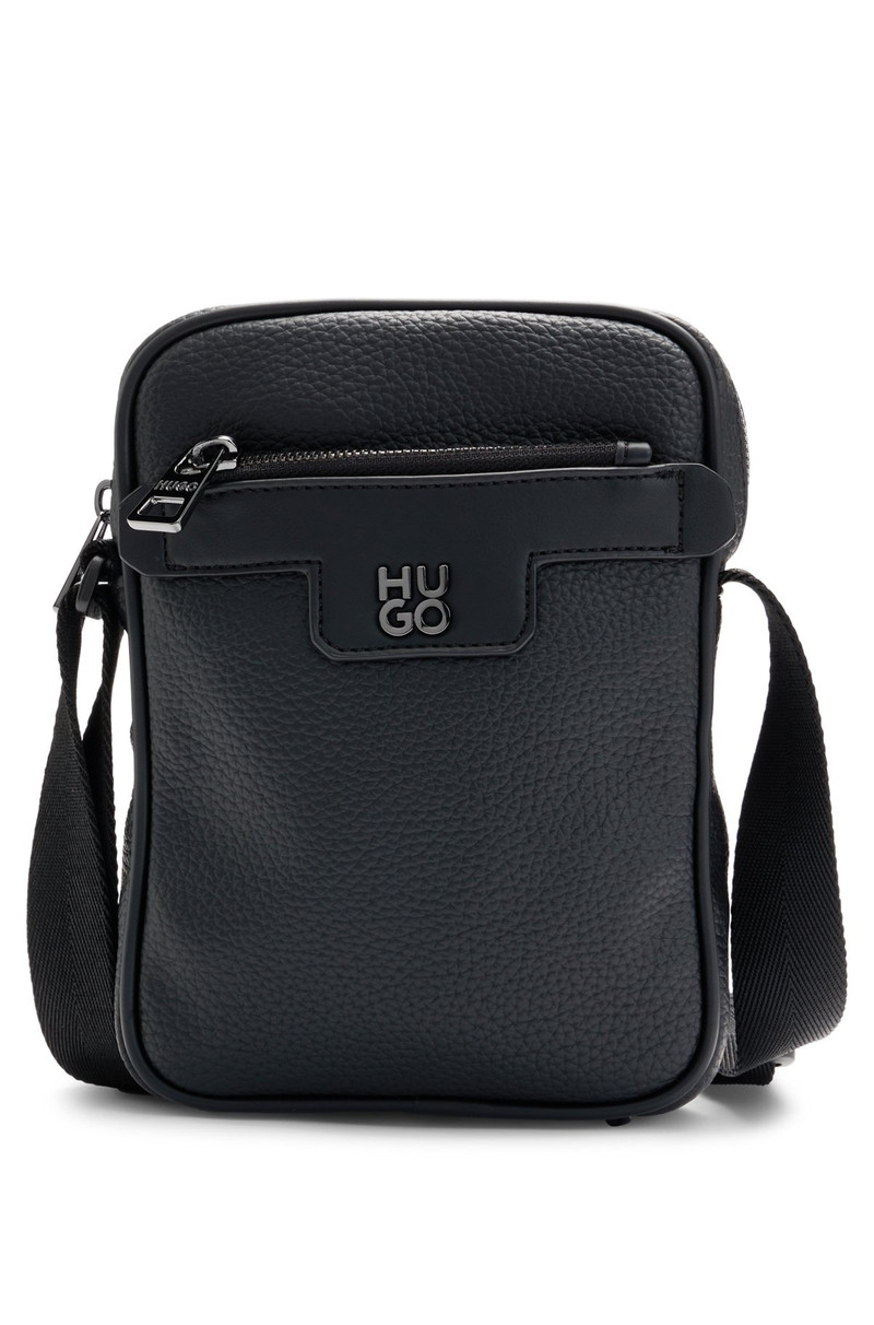FAUX-LEATHER REPORTER BAG WITH STACKED LOGO - 1