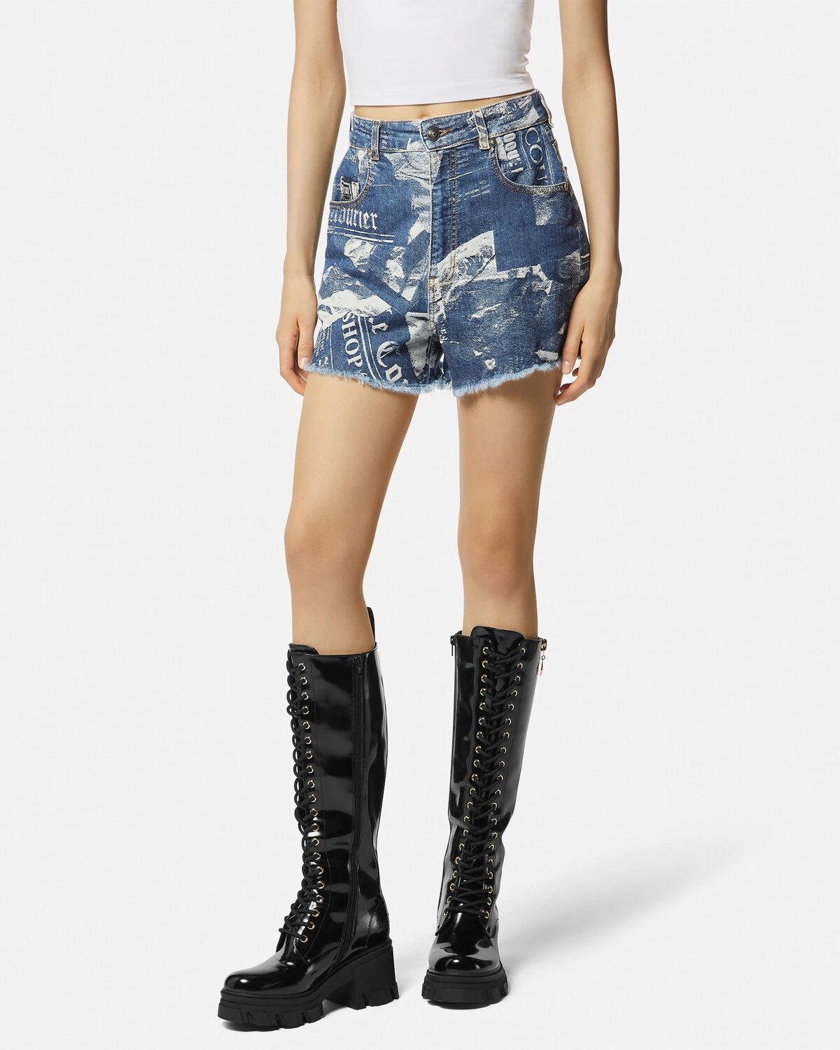 Magazine Denim Shorts - 4