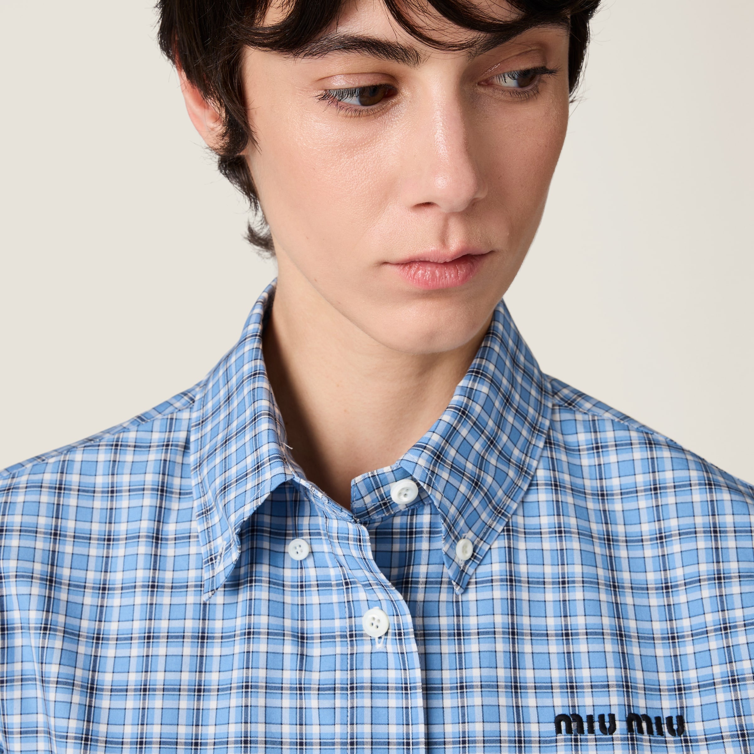 Pleated checked poplin dress - 4