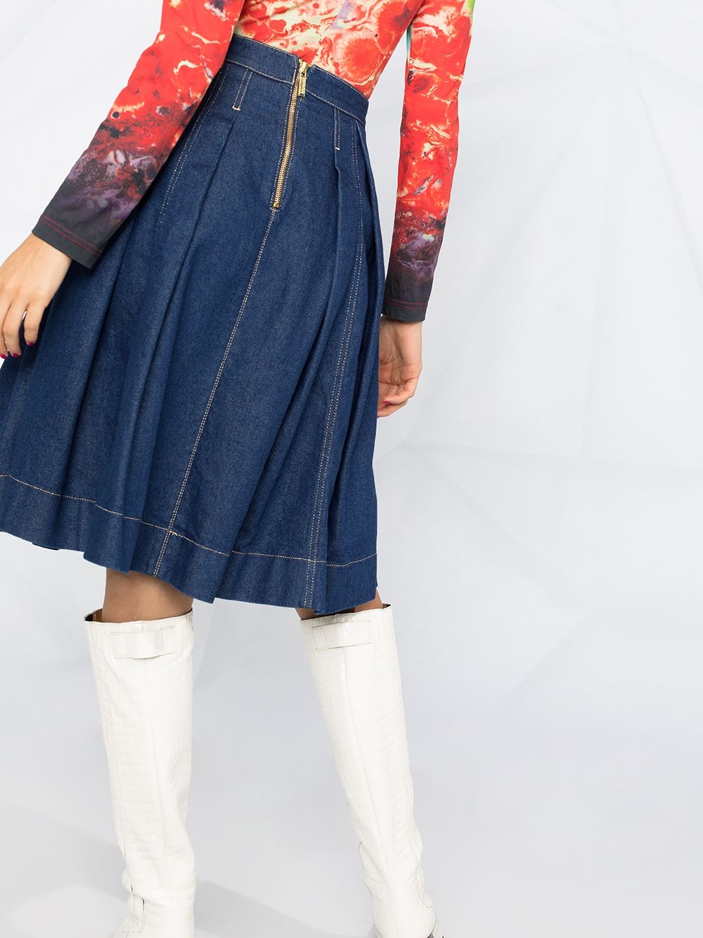 denim full skirt - 3