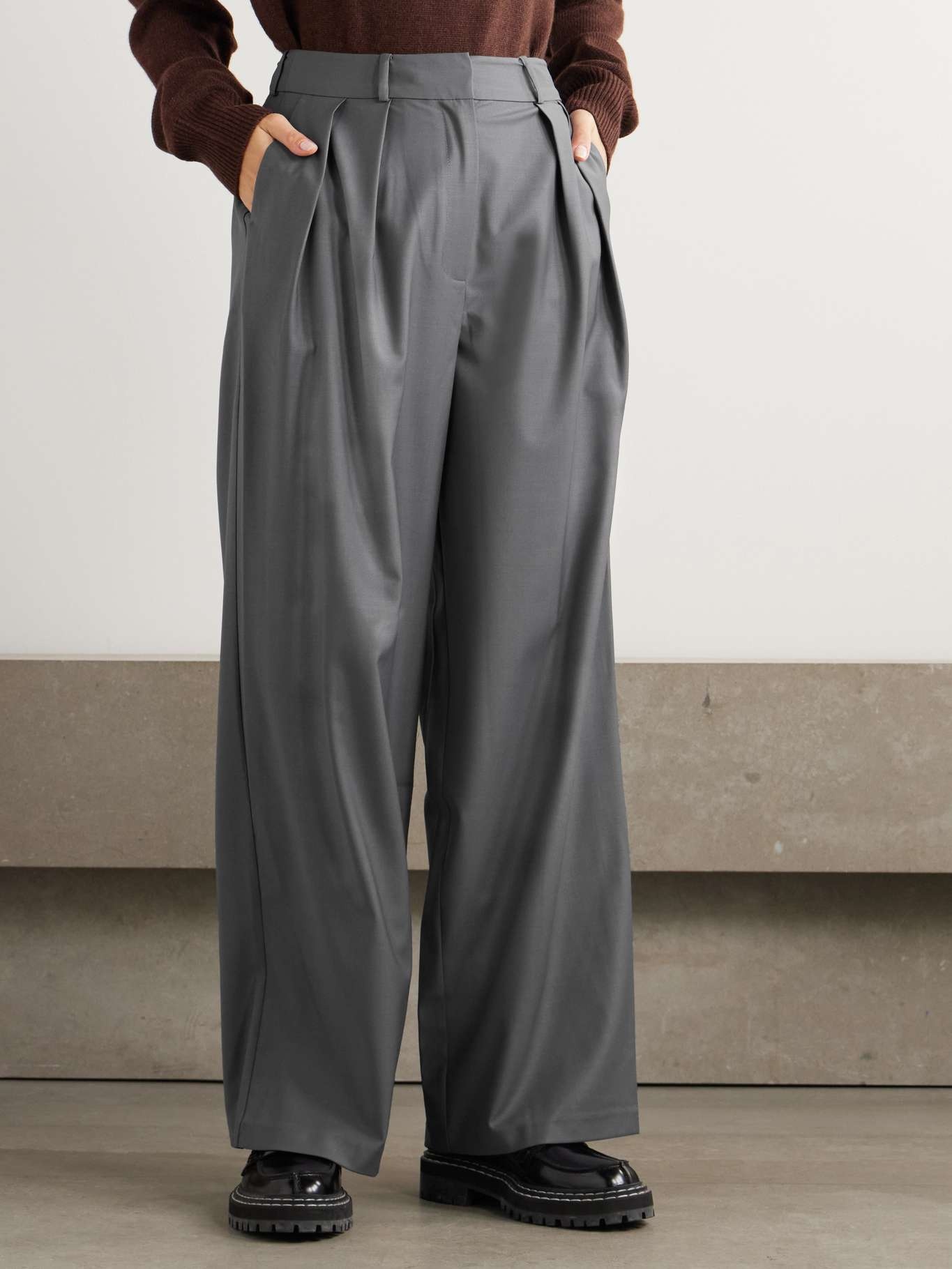 Ripley pleated grain de poudre wide-leg pants - 3