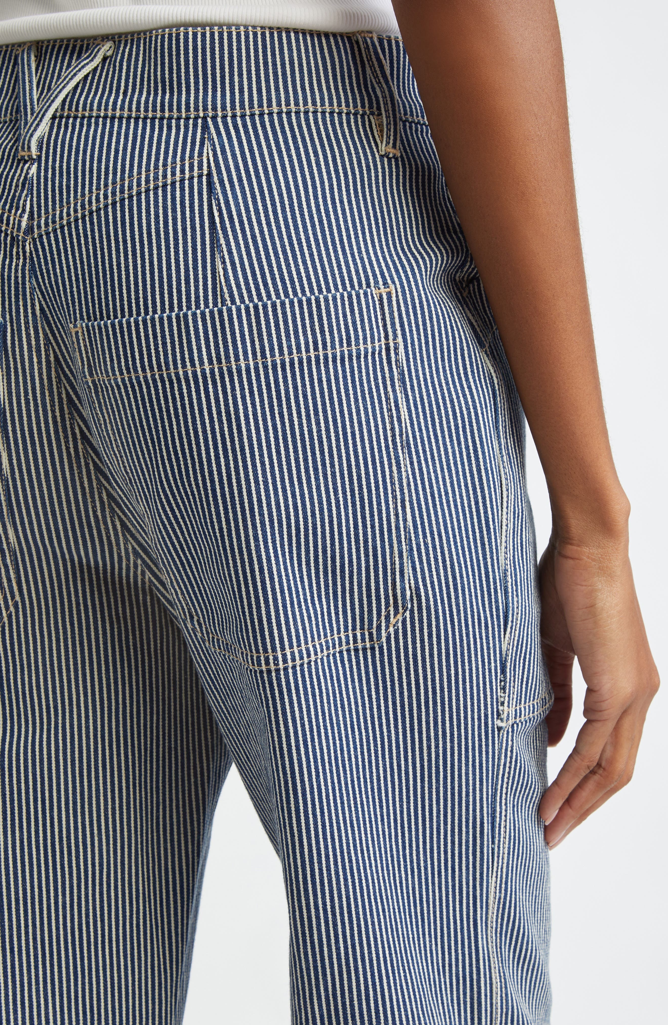 Veronica Beard Dylan Stripe High Waist Relaxed Straight Leg Jeans in Solstice Stripe at Nordstrom - 4