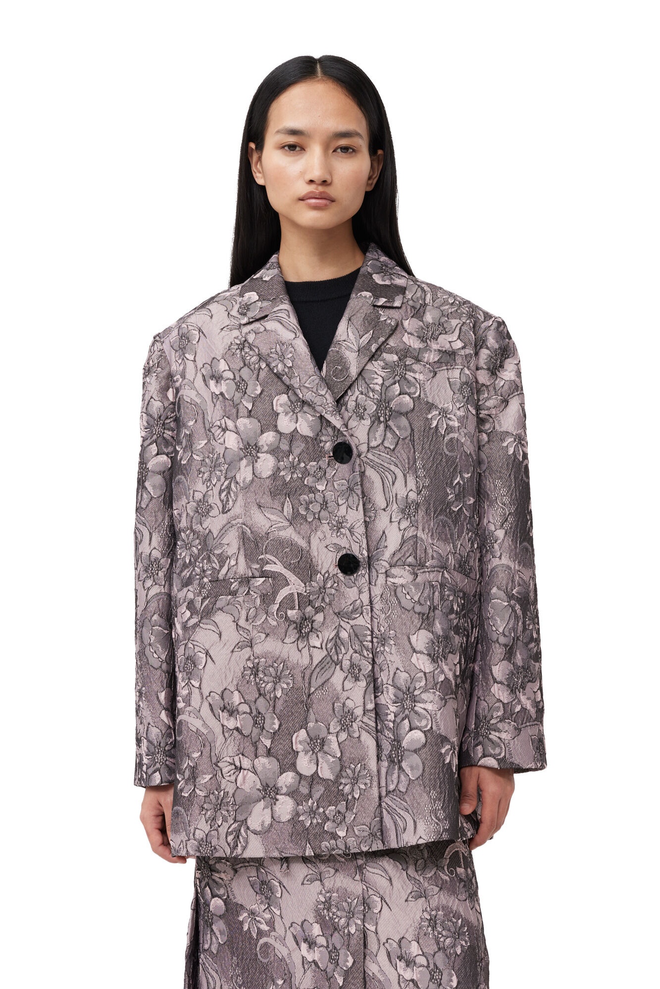 RIPPLED JACQUARD OVERSIZED BLAZER - 2