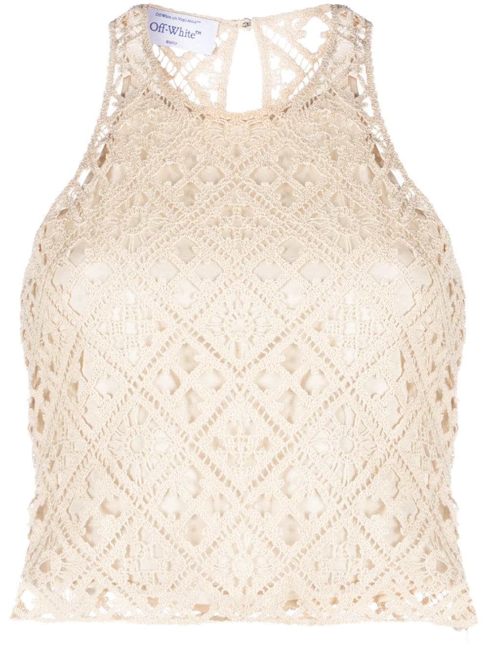 crochet-knit cropped tank ntop - 1