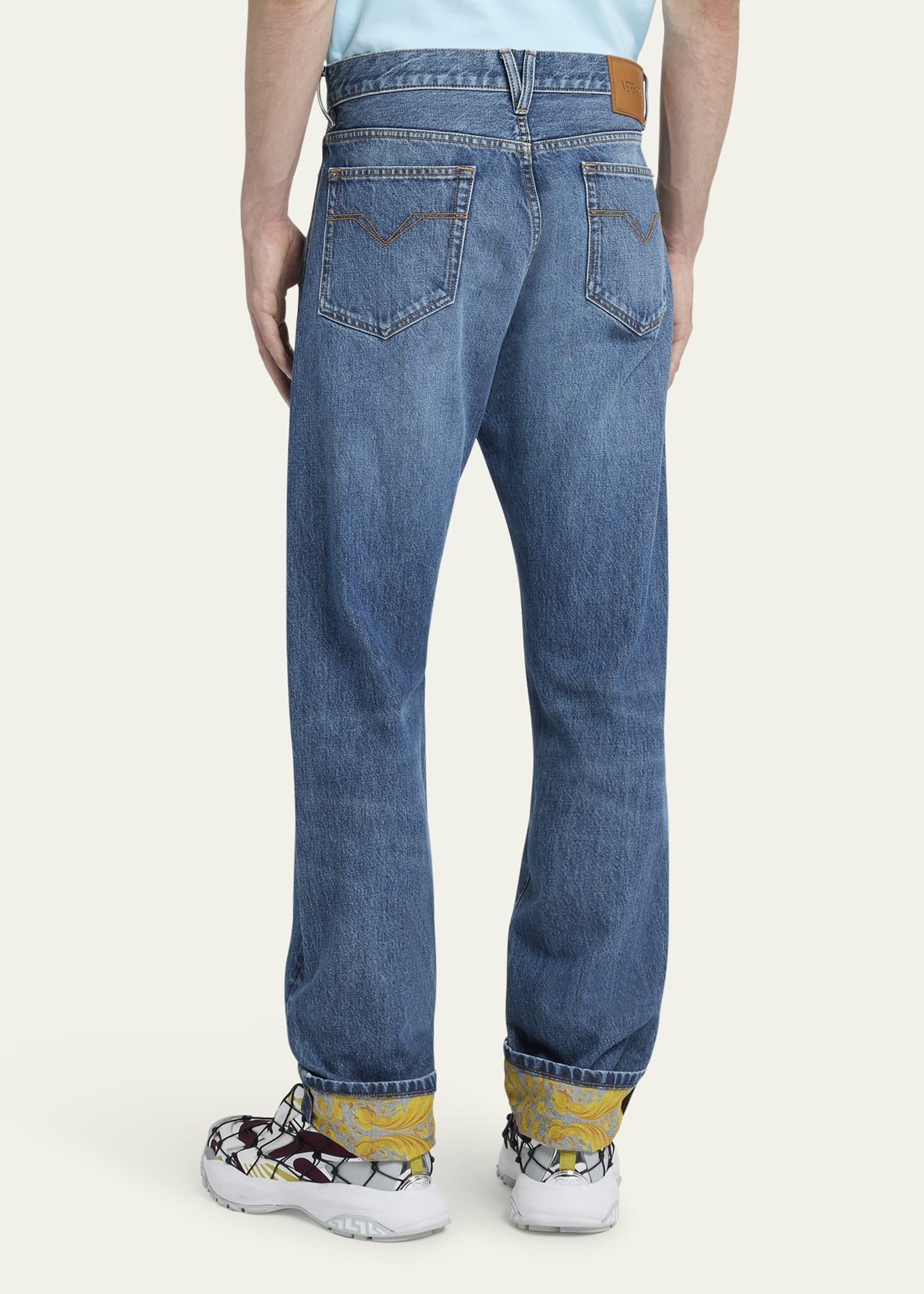 Men's Stonewashed Barocco-Cuff Jeans - 3