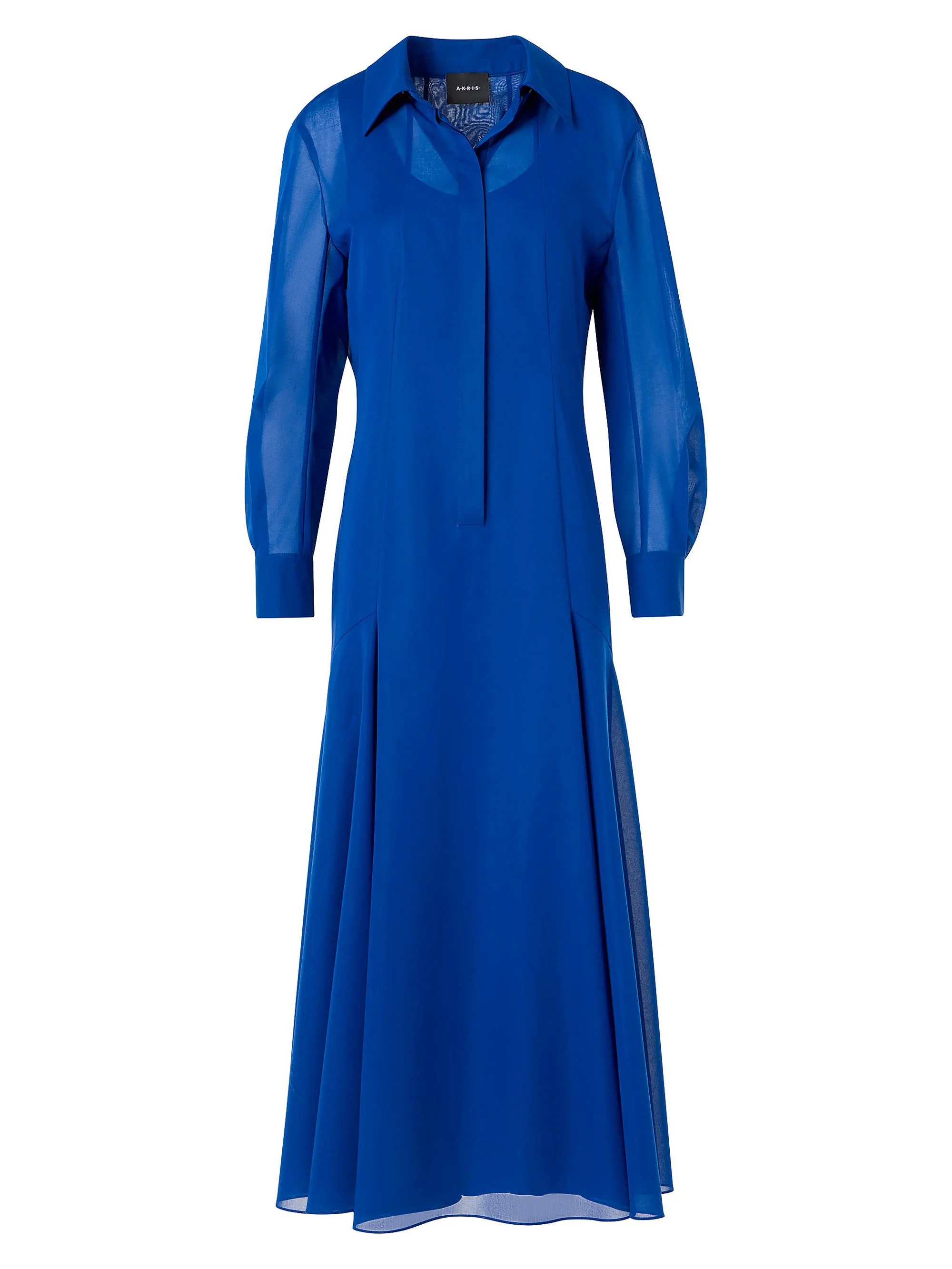 Women's Cotton Voile Back Drawstring Shirtdress - Lapis Blue - 1