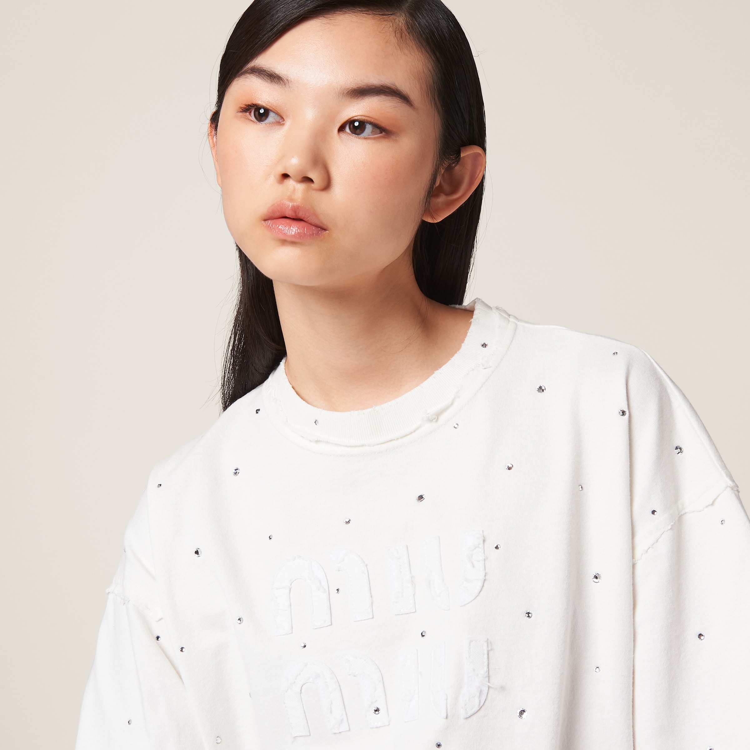Cotton T-shirt with crystals - 5