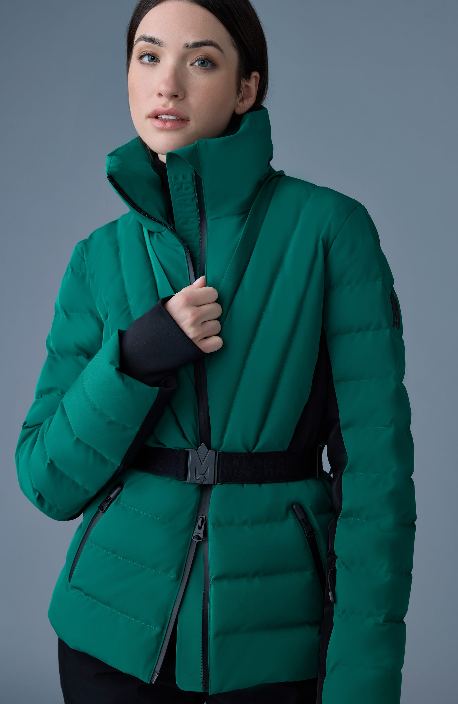 ELITA-SH Belted down ski jacket with fur trimmed hood - 5