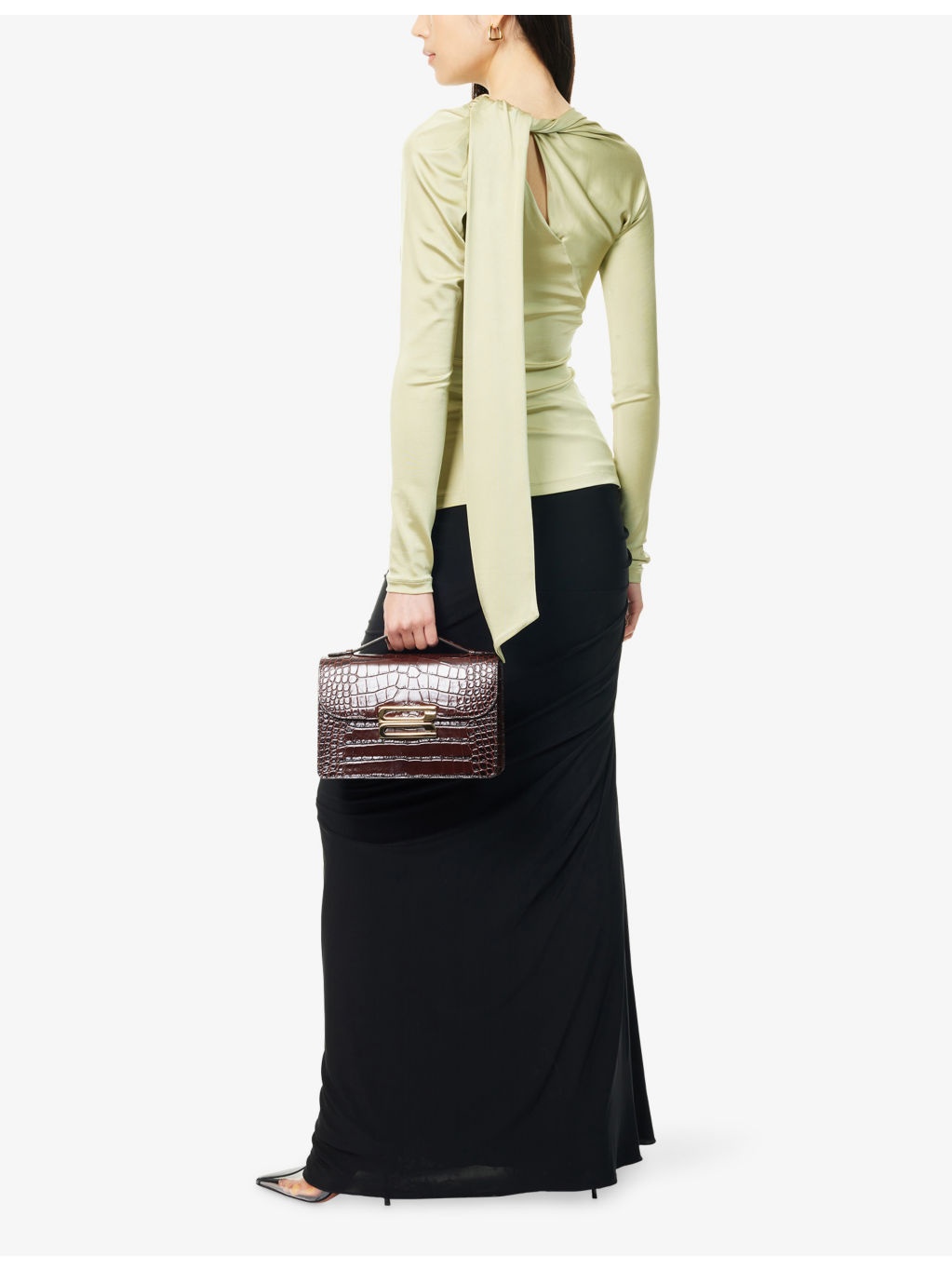 Twisted-Panels Long-Sleeves Stretch-Woven Top - 2