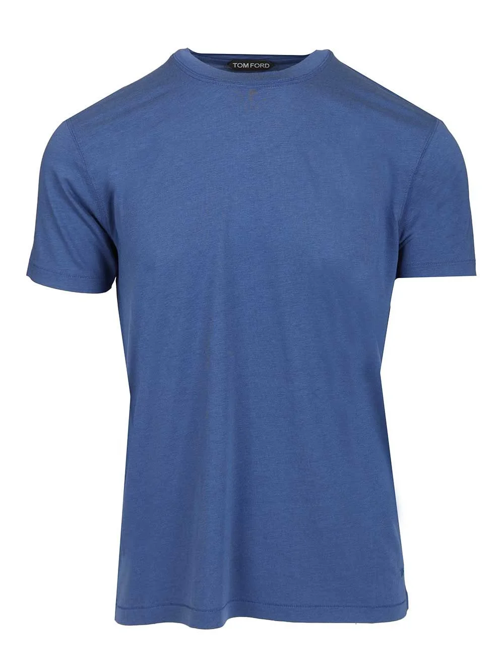Lyocell Cotton Short Sleeve Crewneck T-Shirt Blue - 1