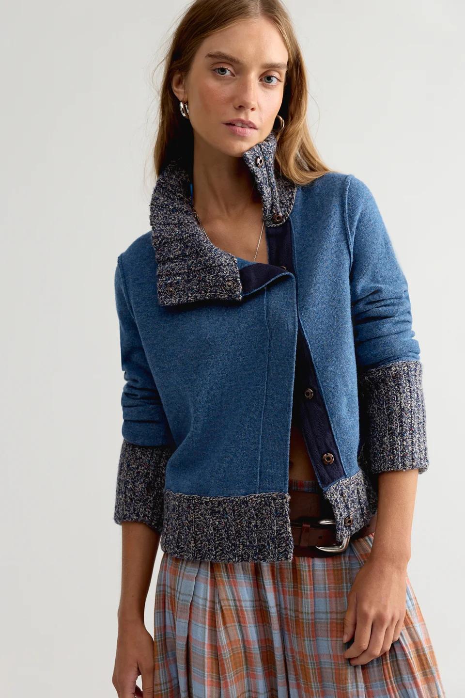 We The Free Off Kilt Funnel-Neck Wool Cardi - 1