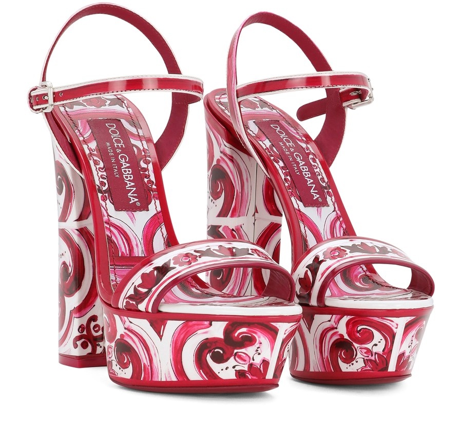 Printed Patent Leather Platform Sandals - 2