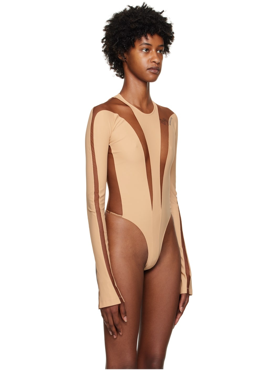 Beige Illusion Bodysuit - 4