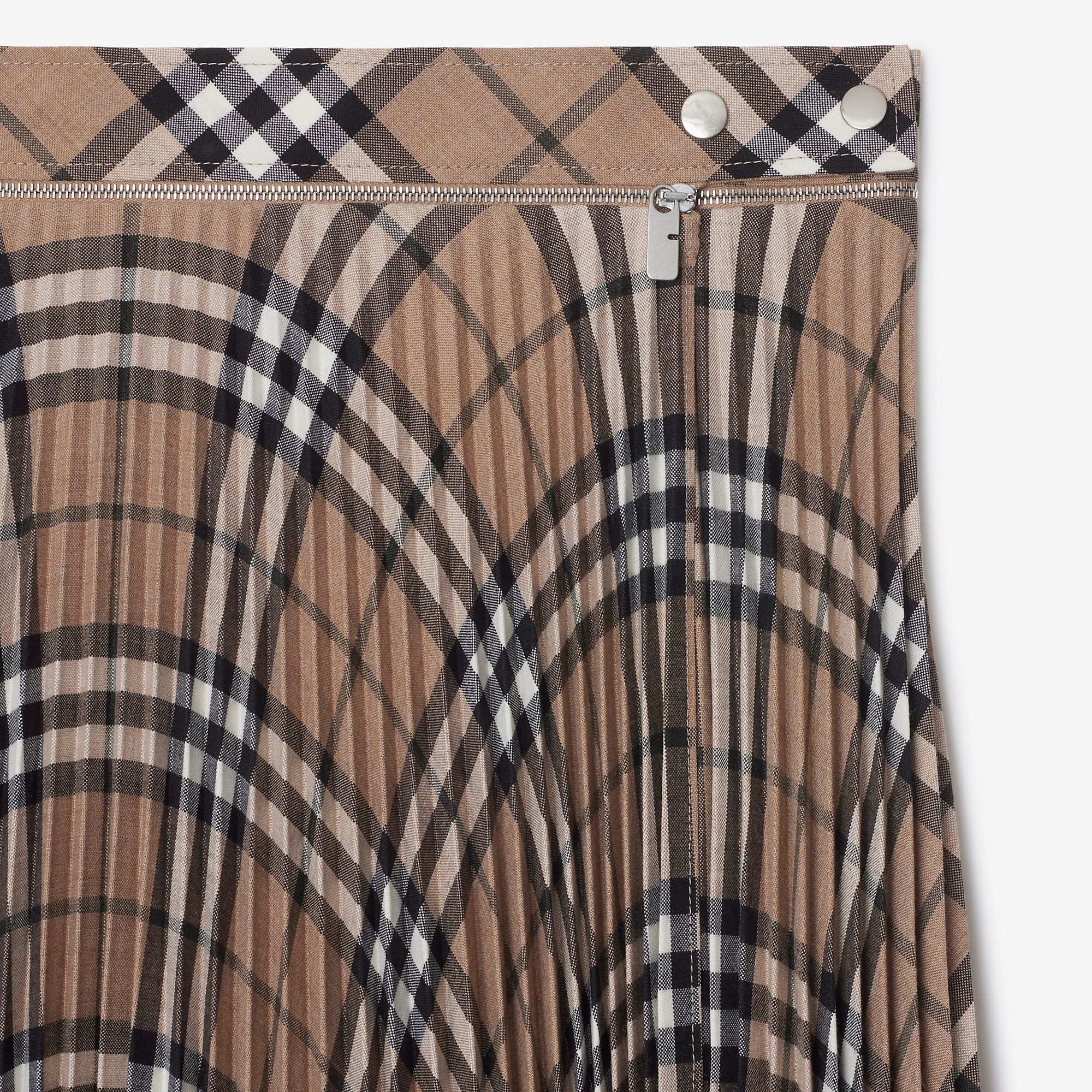 Pleated Check Wool Blend Skirt - 5