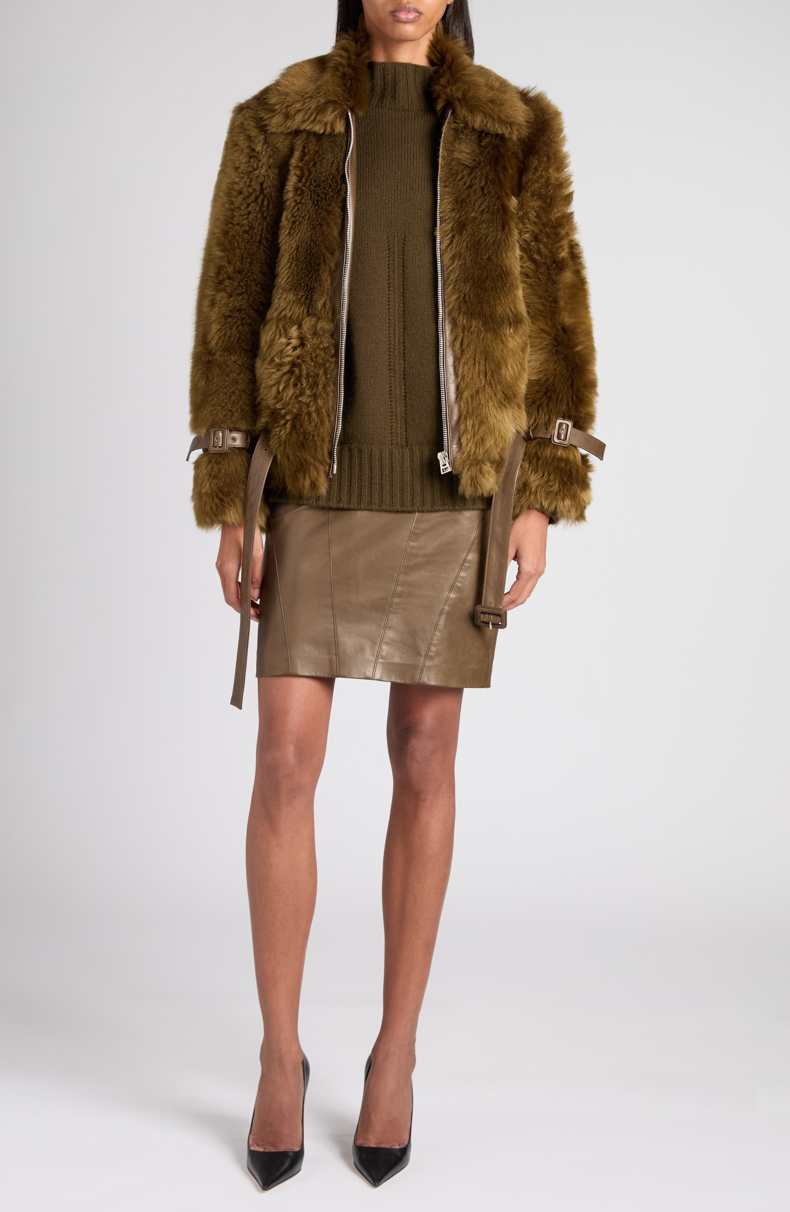 TOM FORD Chunky Wool & Cotton Mock Neck Sweater in Fg815 Military Green at Nordstrom - 2
