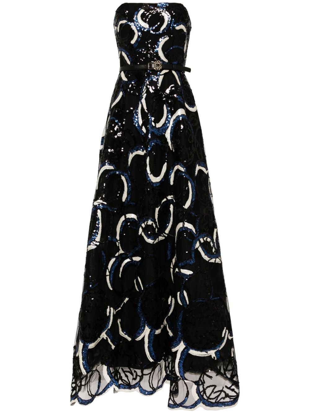 embroidered strapless gown - 1