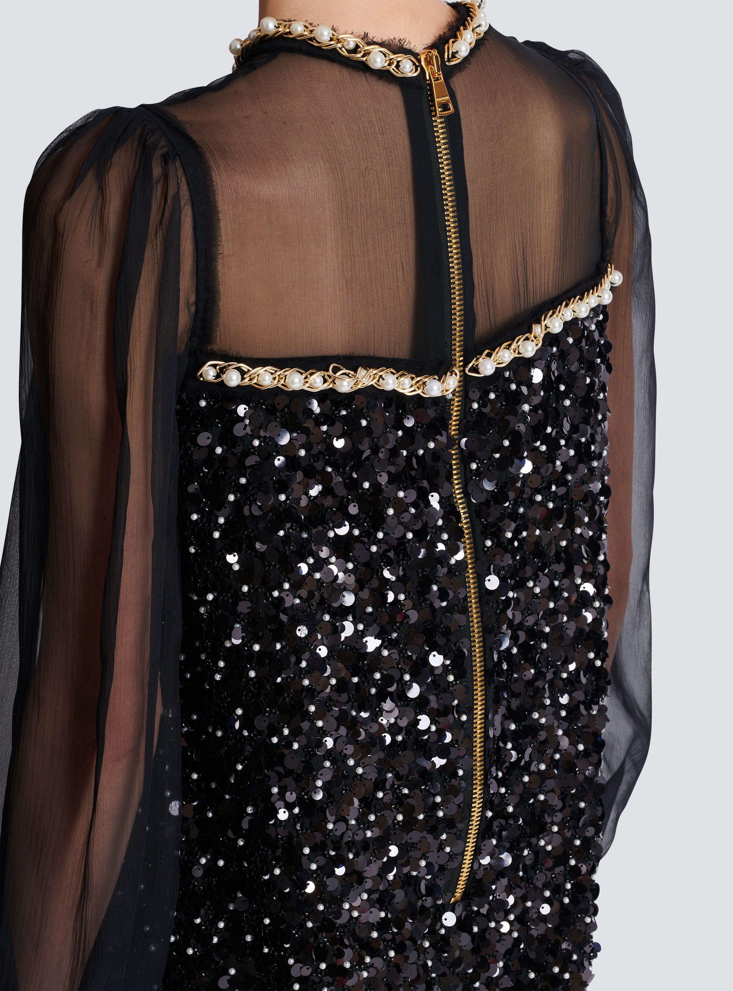 Chiffon and beaded sequin dress - 6