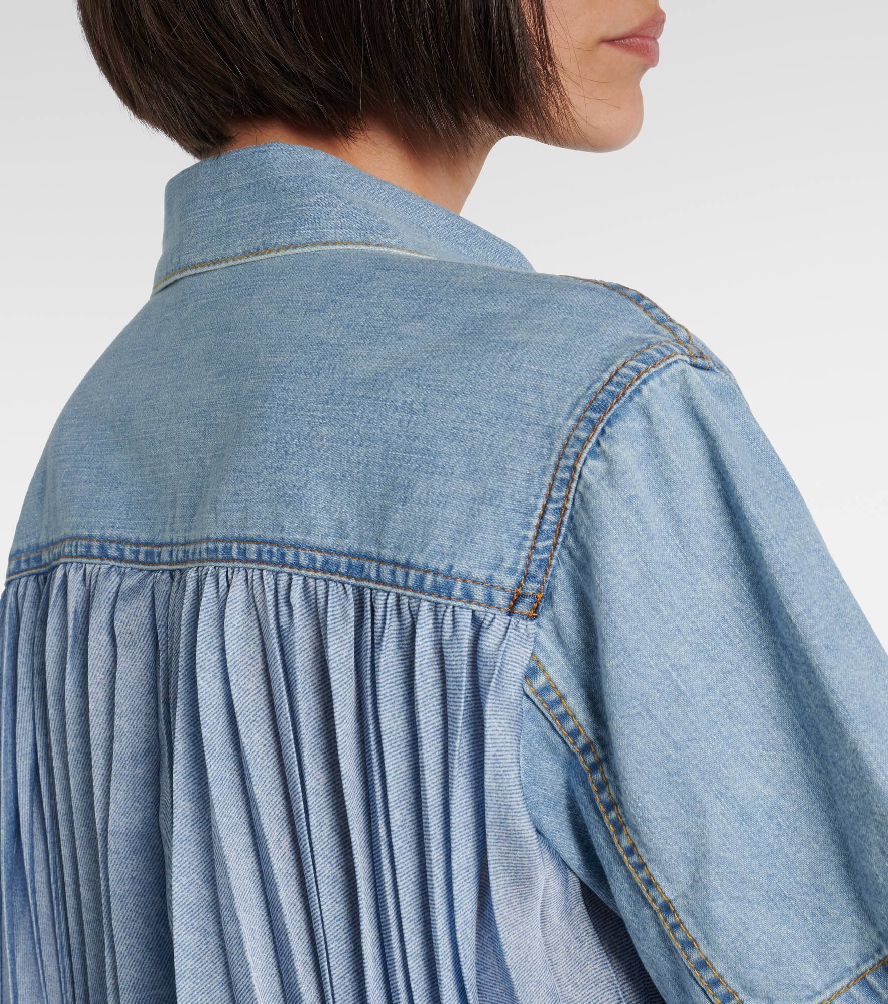 Pleated denim shirt - 5