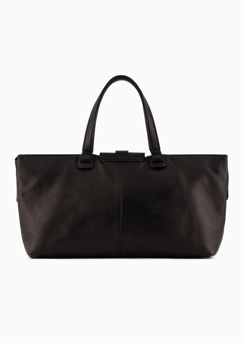 Nappa leather duffel bag with bamboo detail 3