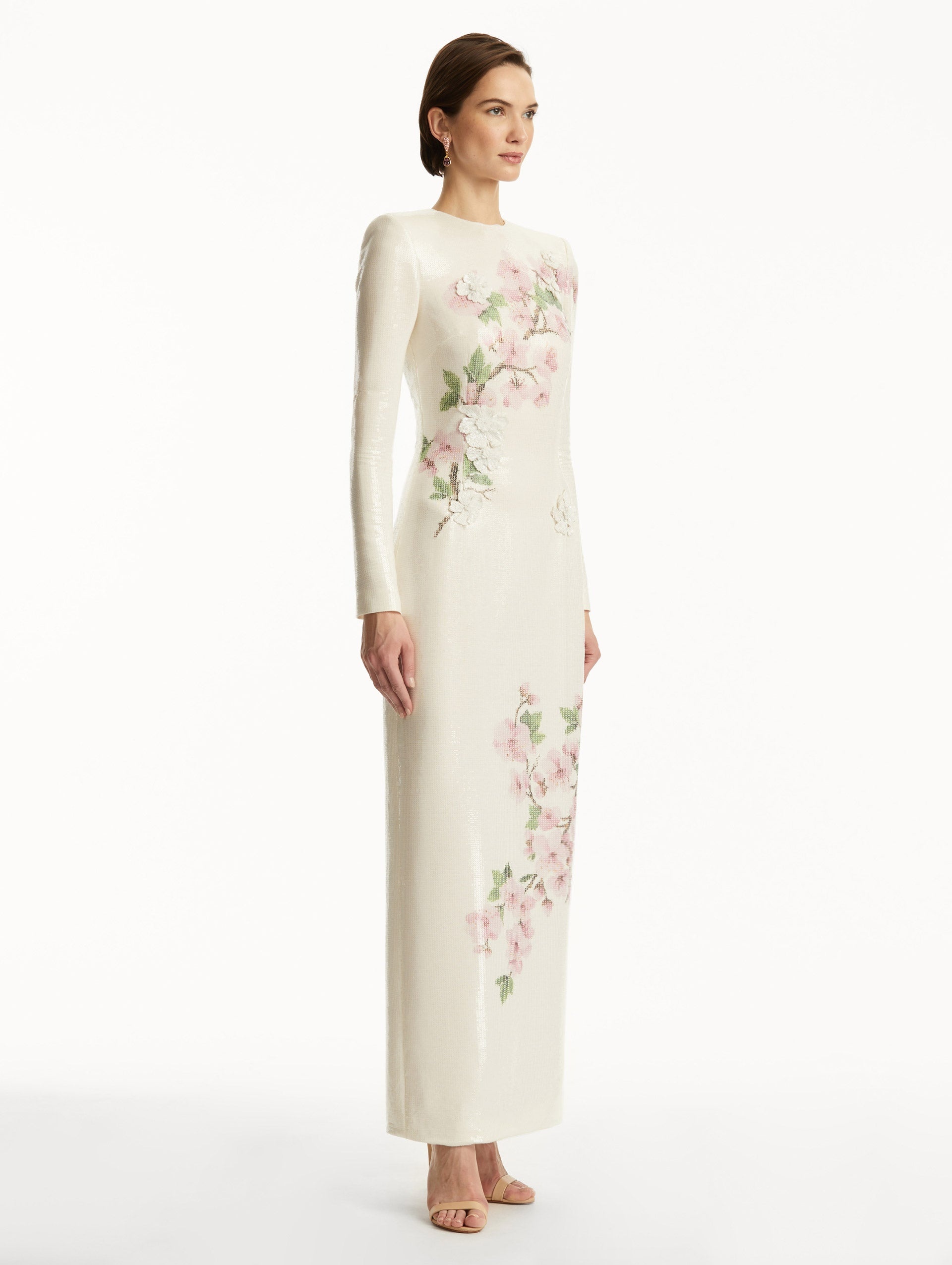 SEQUIN JERSEY CHERRY BLOSSOM GOWN - 4