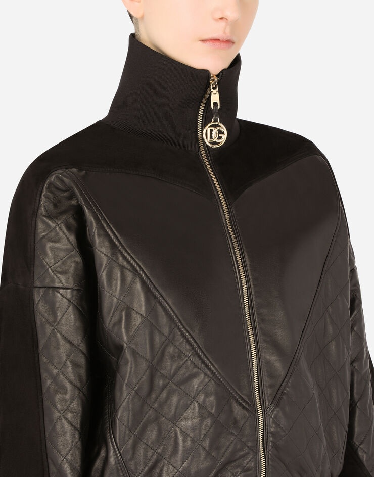 Quilted leather and suede jacket - 4