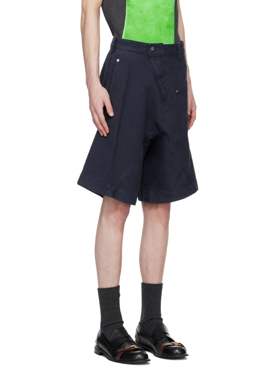 Navy Twisted Shorts - 2