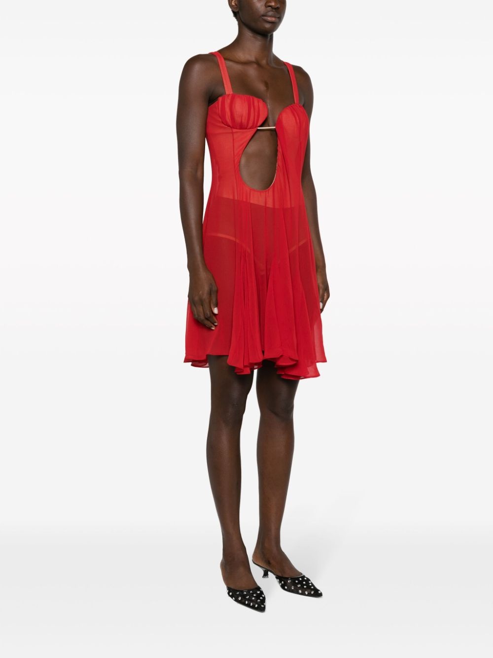 cut-out tulle minidress - 3