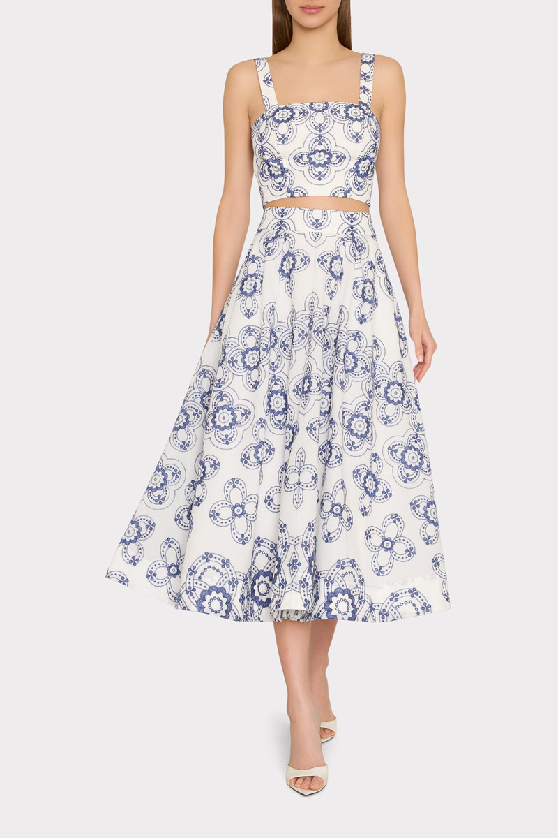 MILLY Juliet Embroidered Midi Skirt outlook