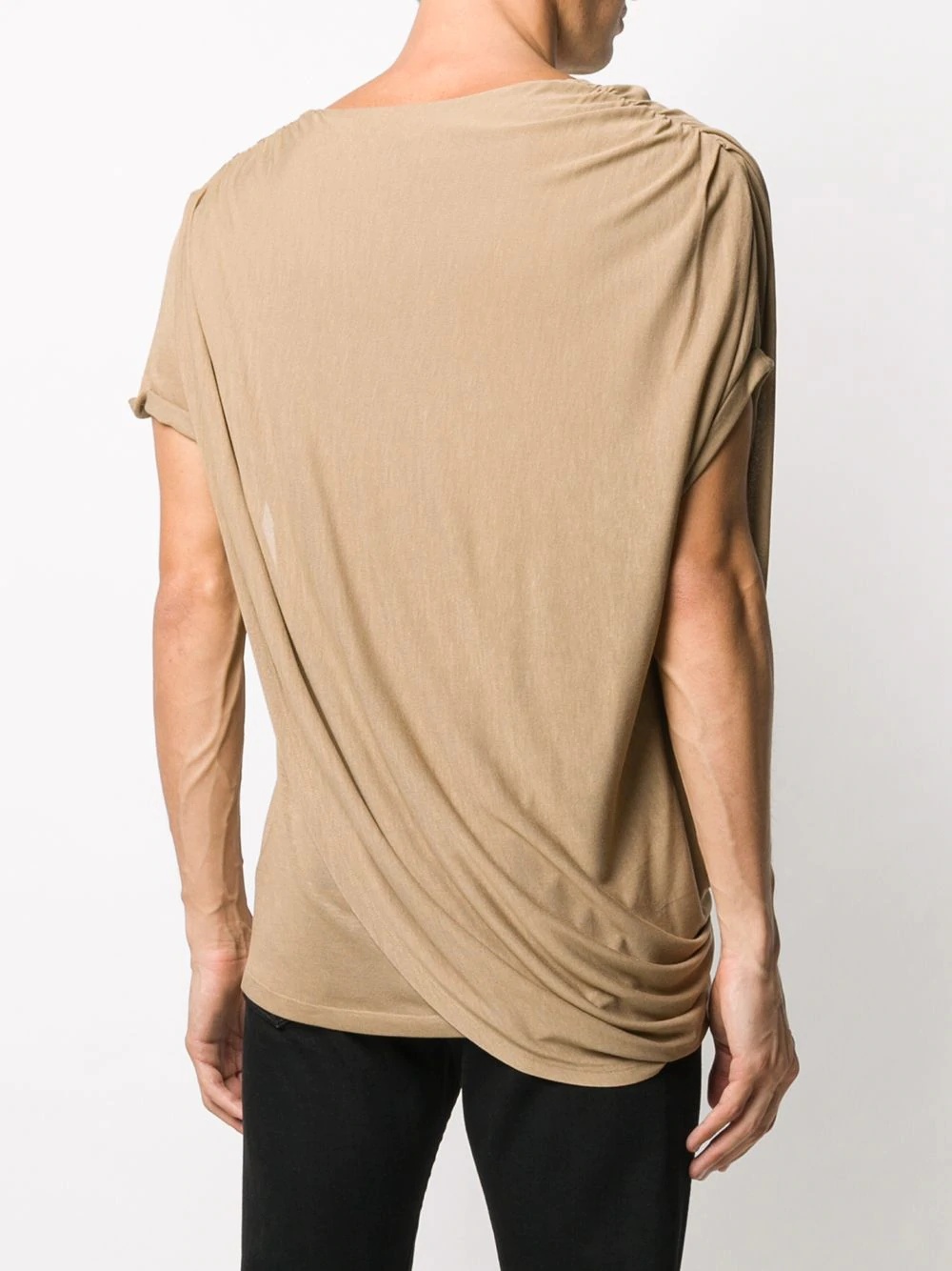 draped-detail short-sleeve T-shirt - 4