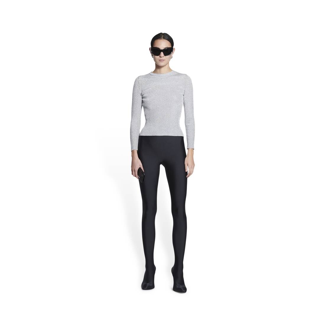 Women's Lurex Sweater in Silver - 2