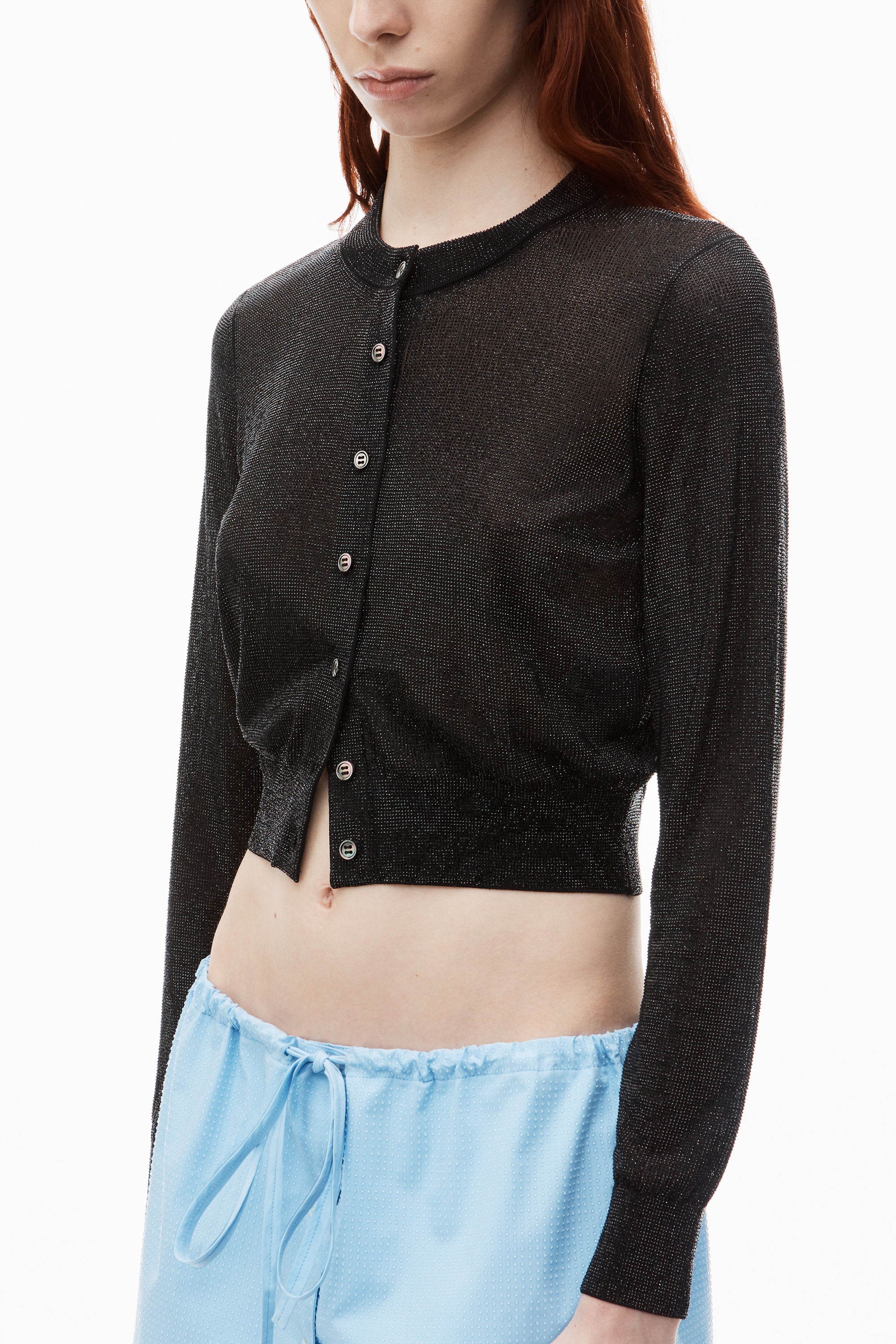 Cropped Cardigan in Clear Bead Hotfix - 3