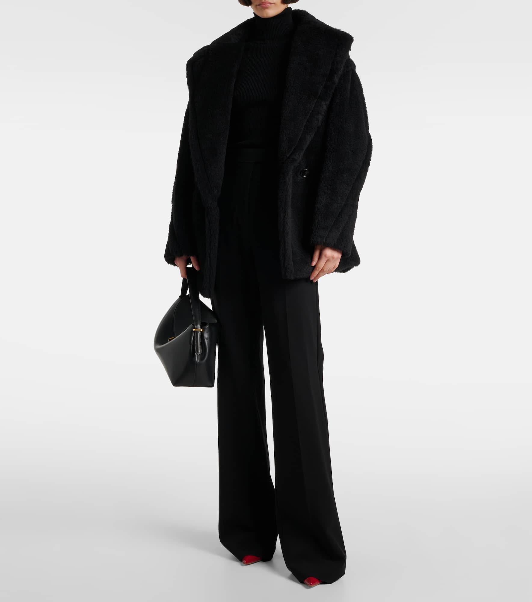 Fuxia alpaca, wool, and silk teddy coat - 2