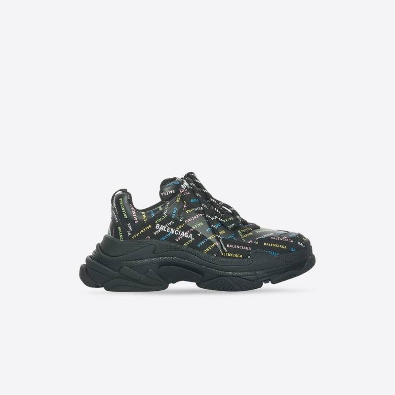 Men's Triple S Sneaker Allover Logo in Black - 1