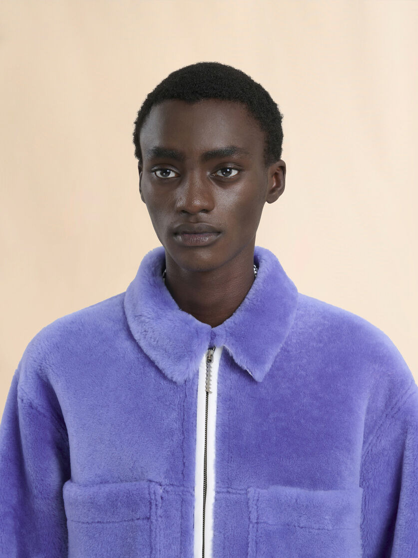 LIGHT BLUE SHAVED SHEARLING JACKET - 4