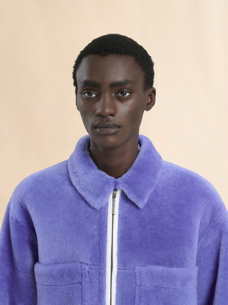 LIGHT BLUE SHAVED SHEARLING JACKET 4