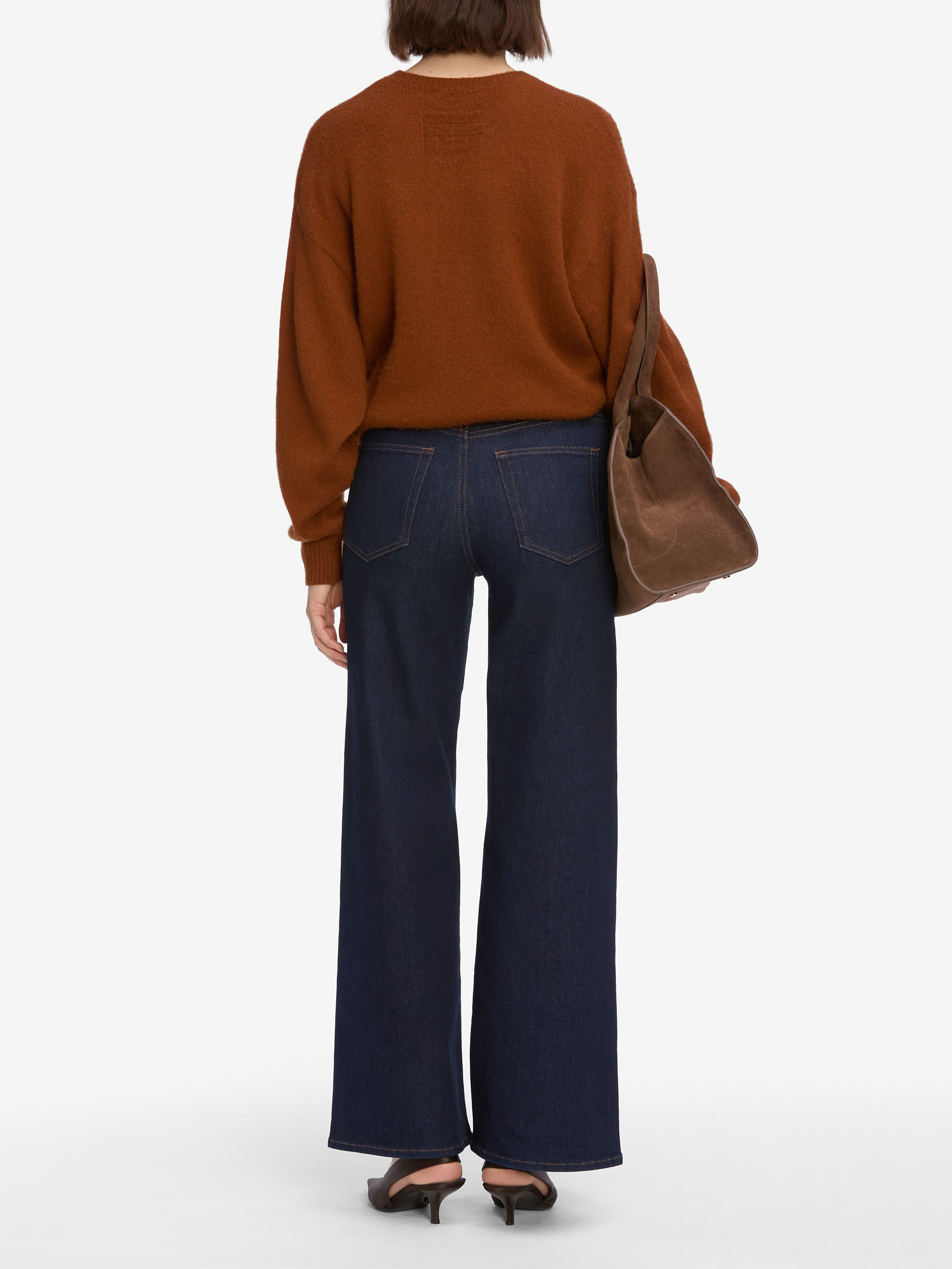 The Cashmere Brushed Sweater in Rust - 6