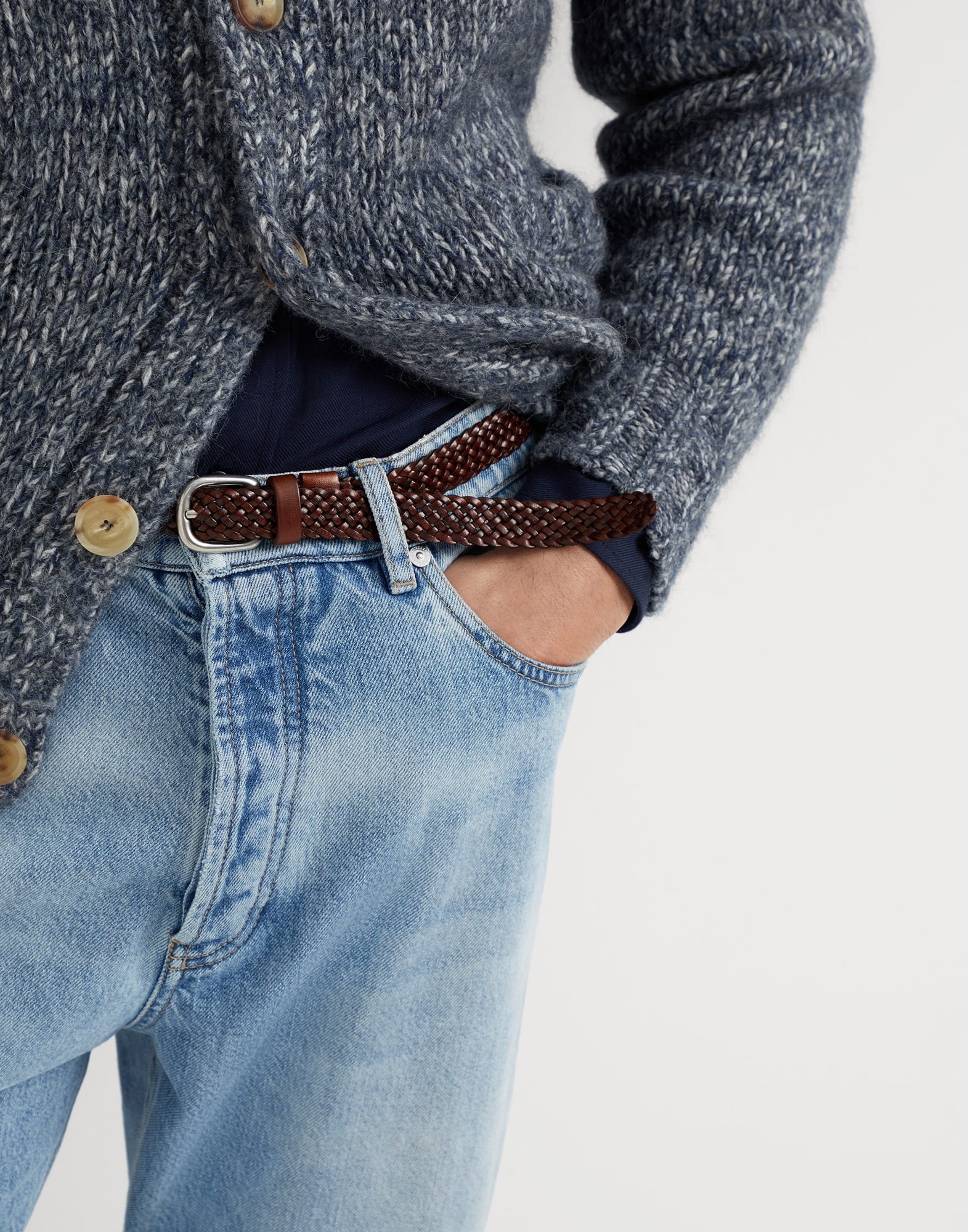 Scratched braided calfskin belt - 3