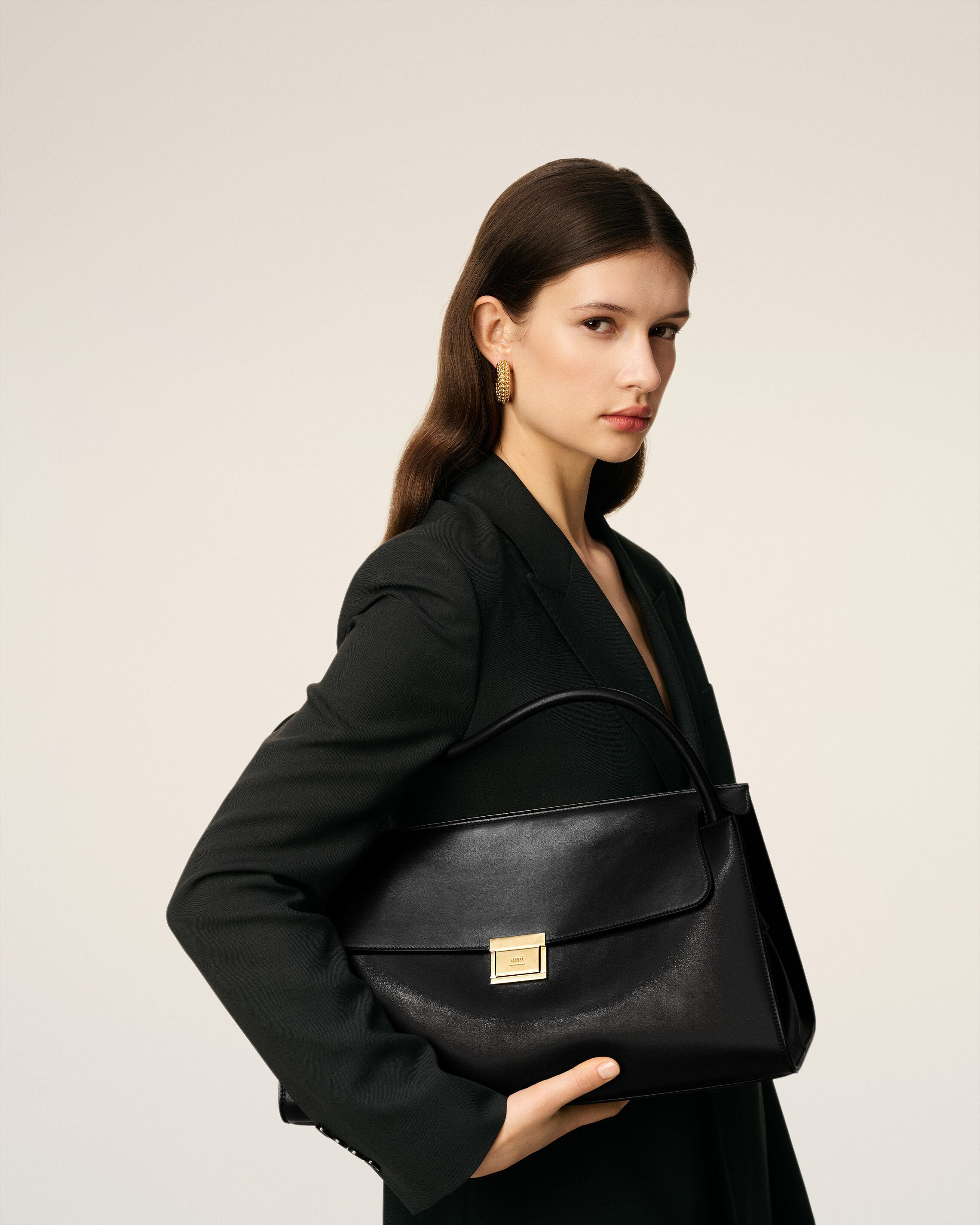 BLACK SMOOTH LEATHER MIMI BAG - 2