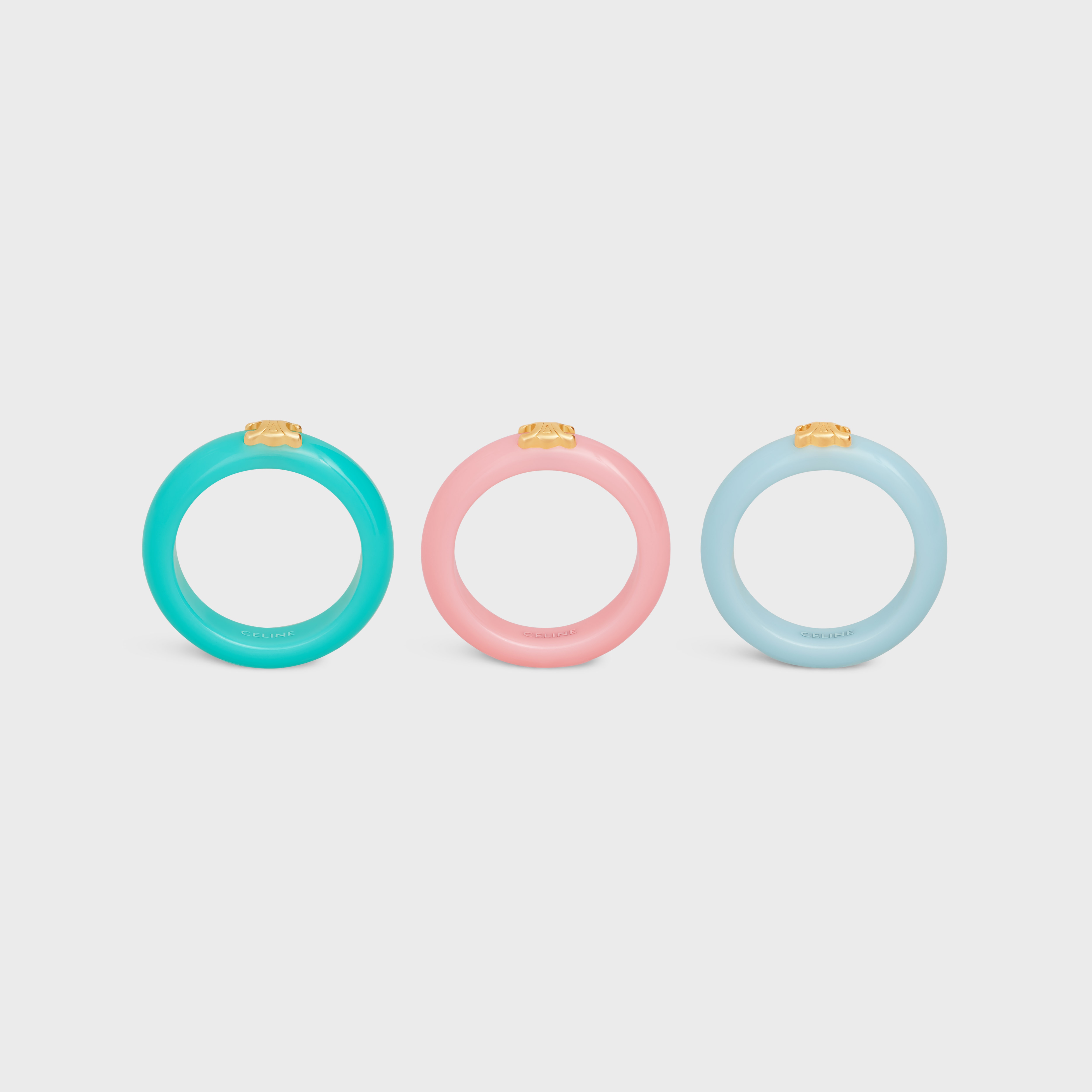 Celine Baby Set of 3 Rings in Brass with Gold Finish and Plexiglass - 1